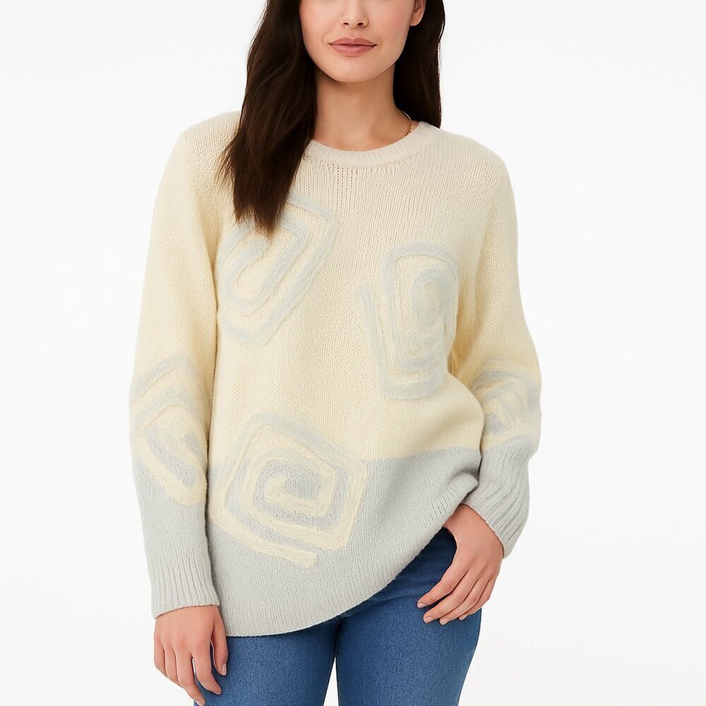 Hathaway Wool Blend Spiral Applique Vintage Sweater Cottagecore Unisex M